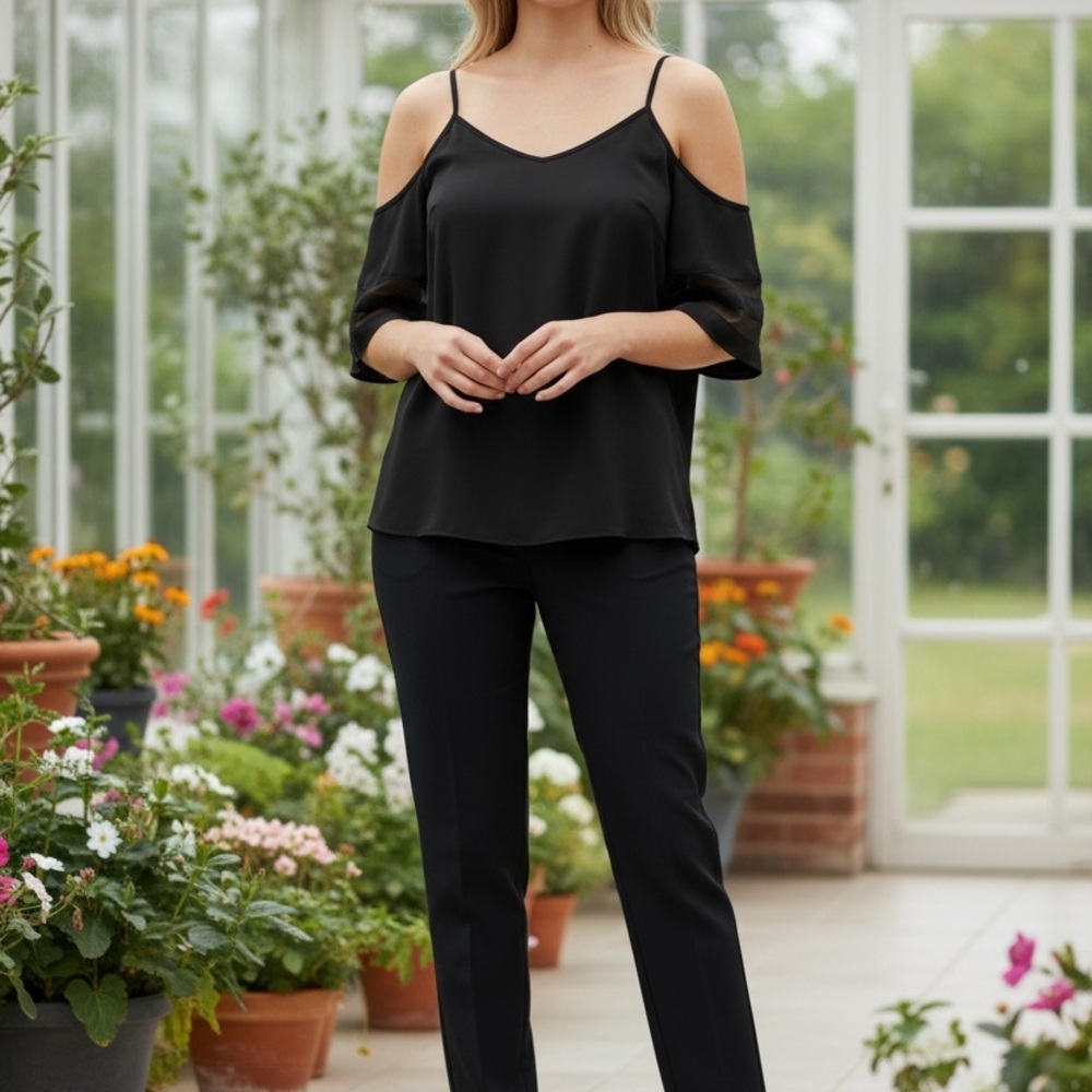 Elegant Black Silk Blouse - Picture 2 of 4